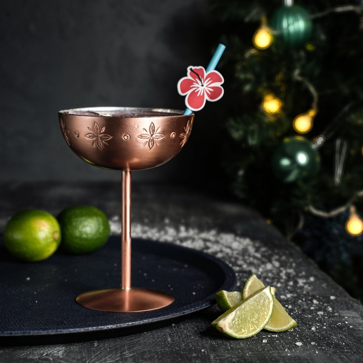 Handcrafted Copper Cocktail Goblet with Ethnic Patterns - Copper Glasses Collection - Alfiq's Store