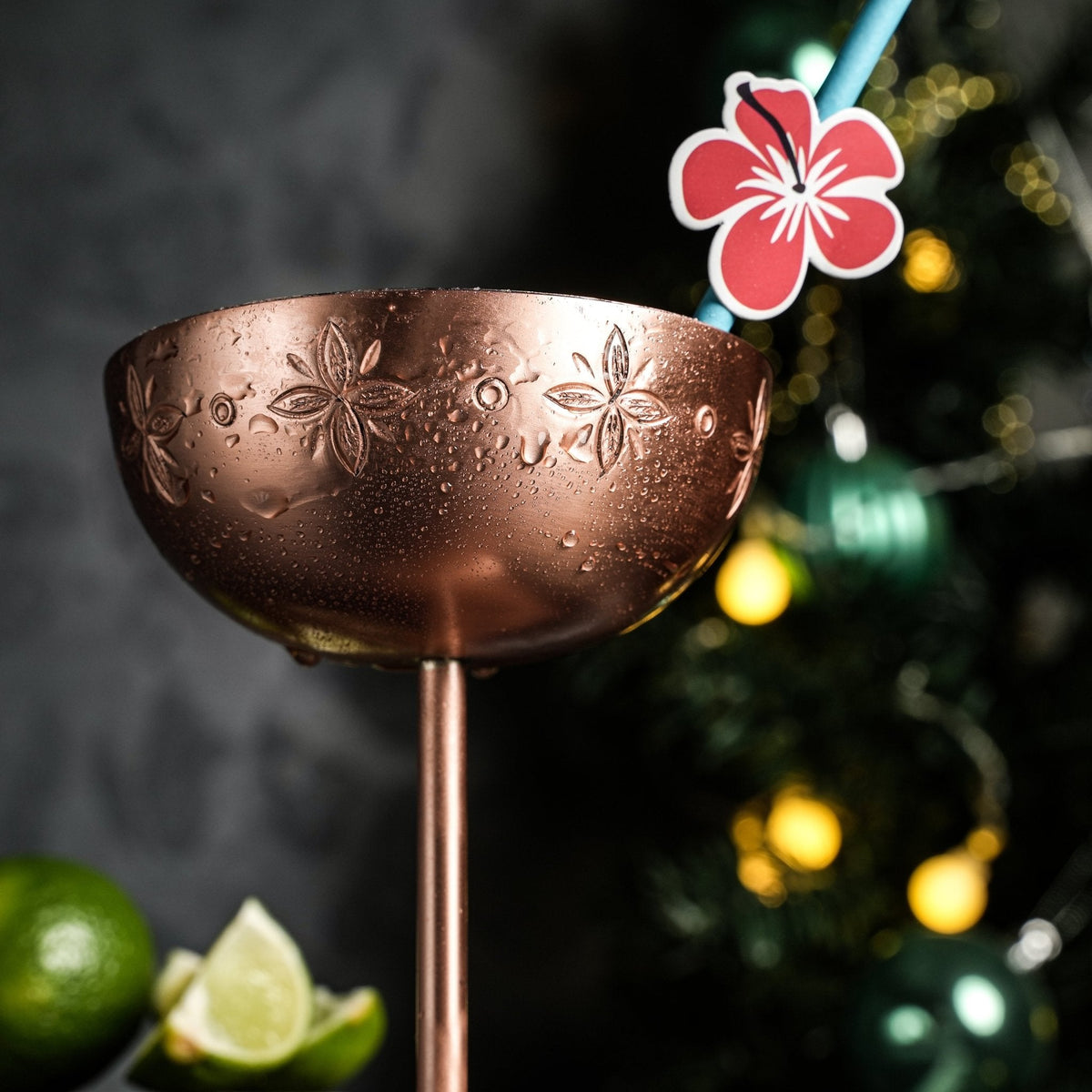 Handcrafted Copper Cocktail Goblet with Ethnic Patterns - Copper Glasses Collection - Alfiq's Store