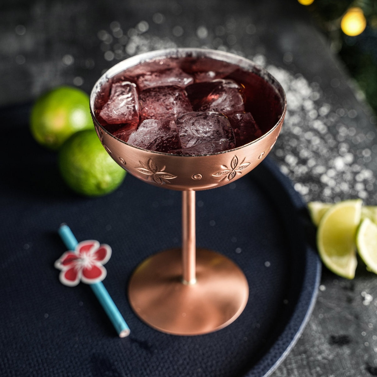 Handcrafted Copper Cocktail Goblet with Ethnic Patterns - Copper Glasses Collection - Alfiq's Store