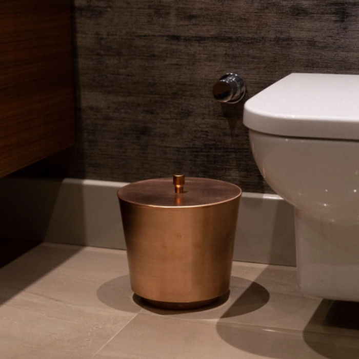 Handmade Solid Copper Trash Can – Stylish & Durable 250mm Cube Design