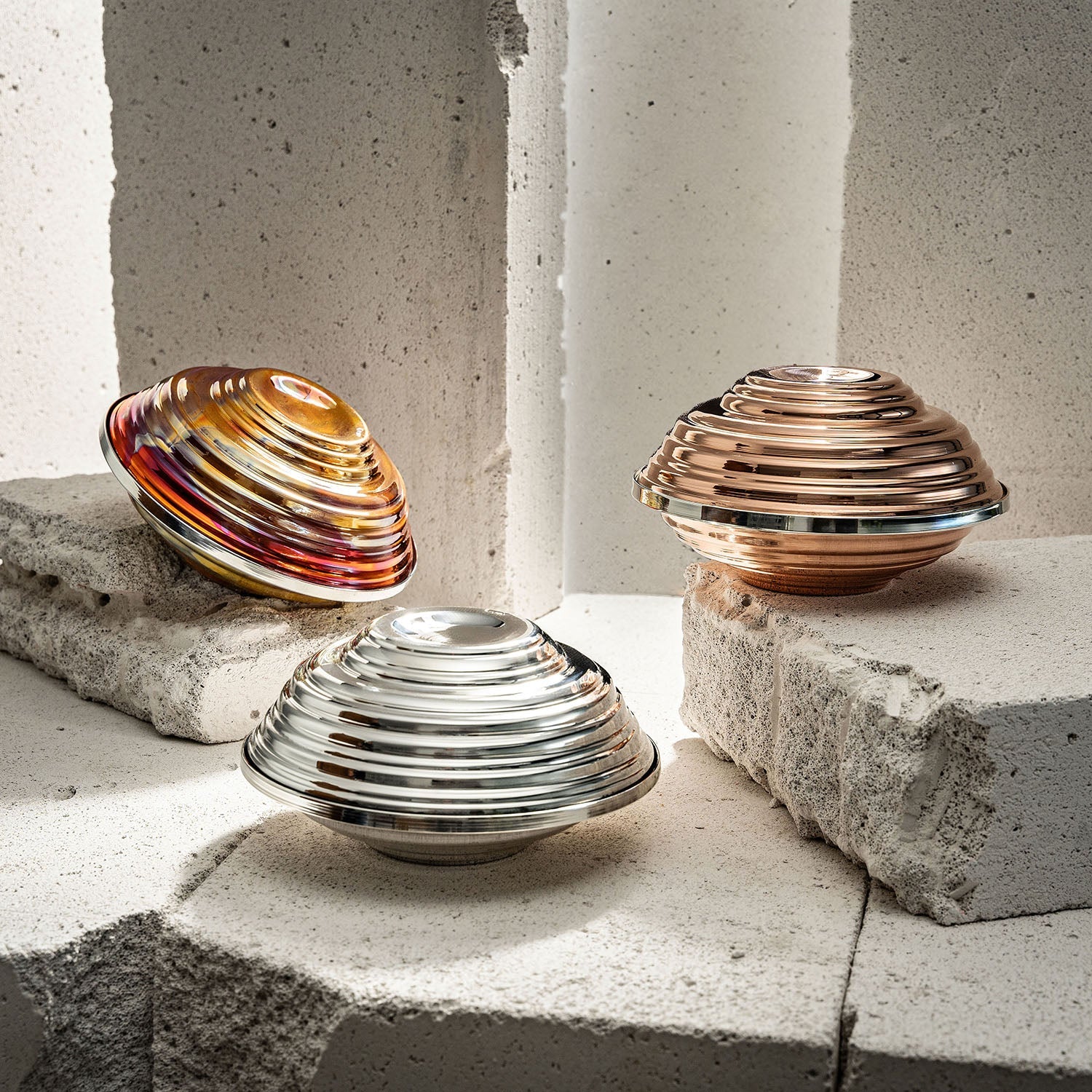 Serrated Copper Bowl Set - Handcrafted Artistry in 3 Unique Finishes (Coppe – view 10