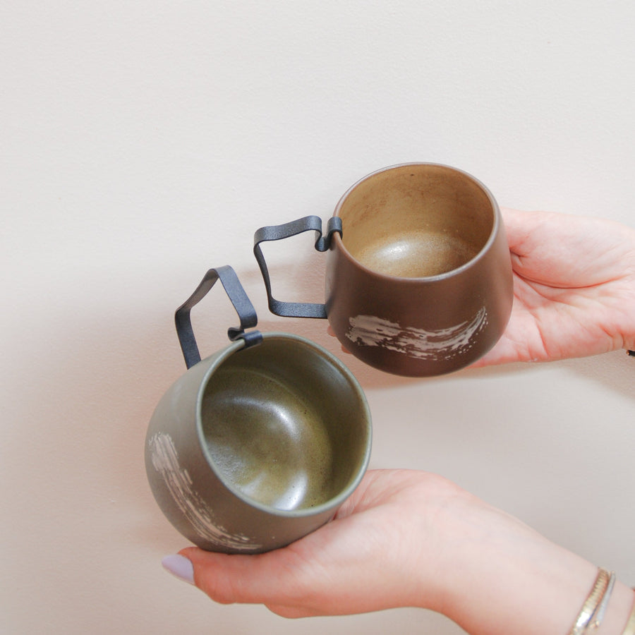 Hic Ceramics Stone Medium Stoneware Cup with Removable Stainless Steel Handle