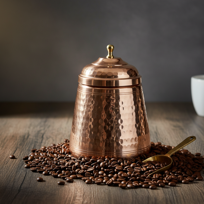 Hammered Solid Copper Storage Jar With Tin-Lined Interior