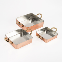 Handmade Copper Casserole Dish Set of 3, 100% Solid Hammered Copper Square – view 3