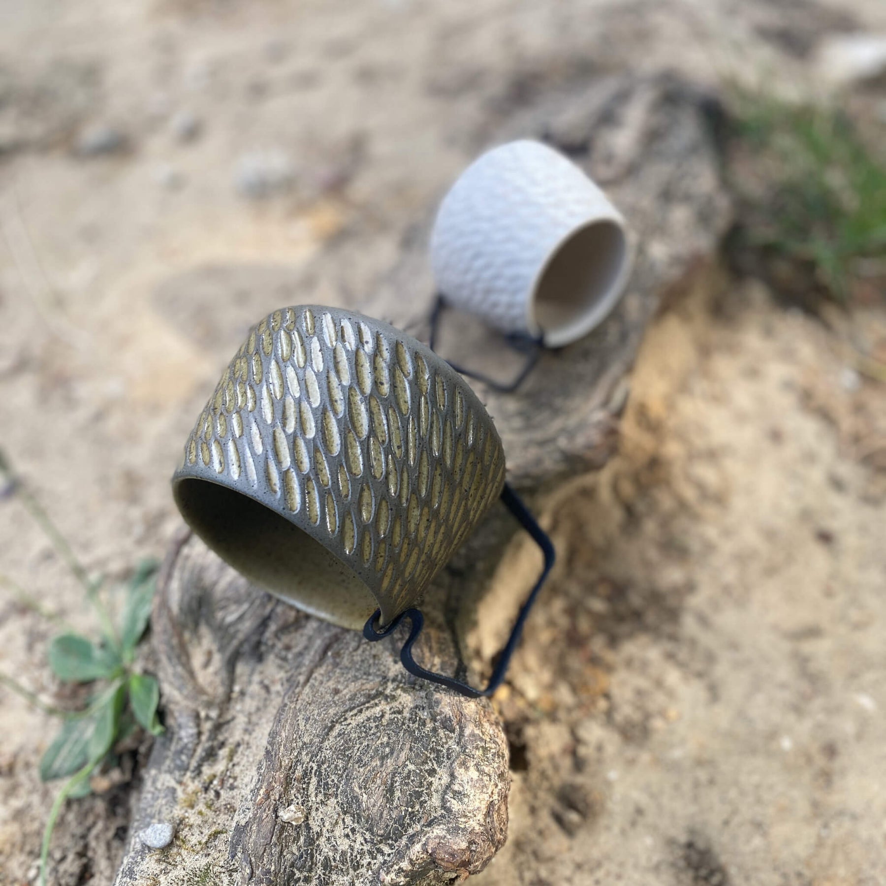 Hic Ceramics Stone Medium Cup Recif — Handcrafted Stoneware Cup with Removable Handle