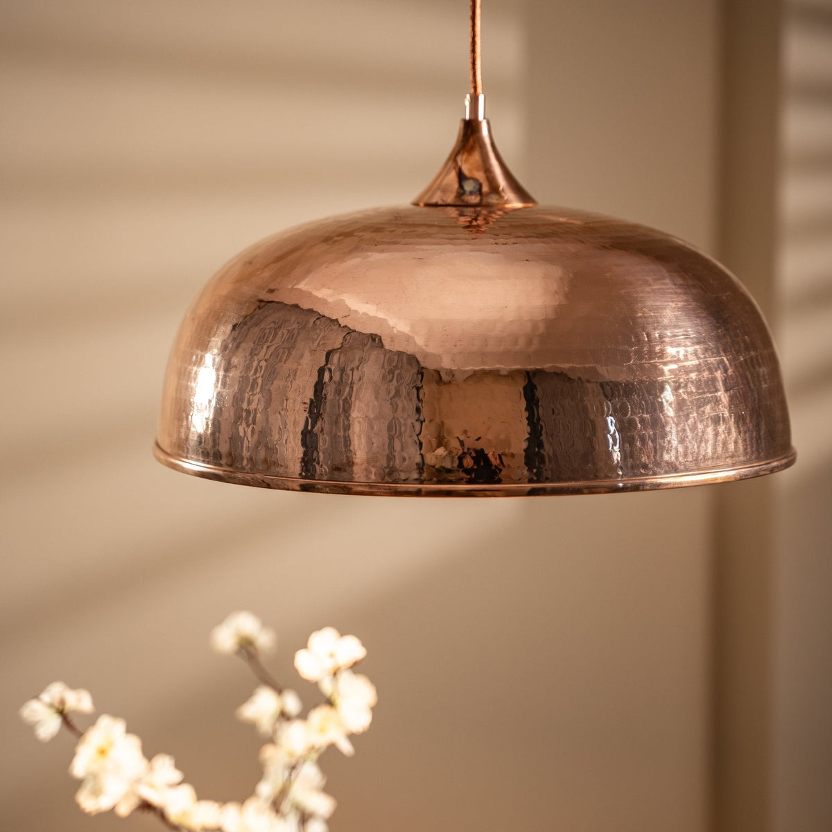 Handmade Dark Copper Dome Pendant Light with Customizable Accessories - Alfiq's Store