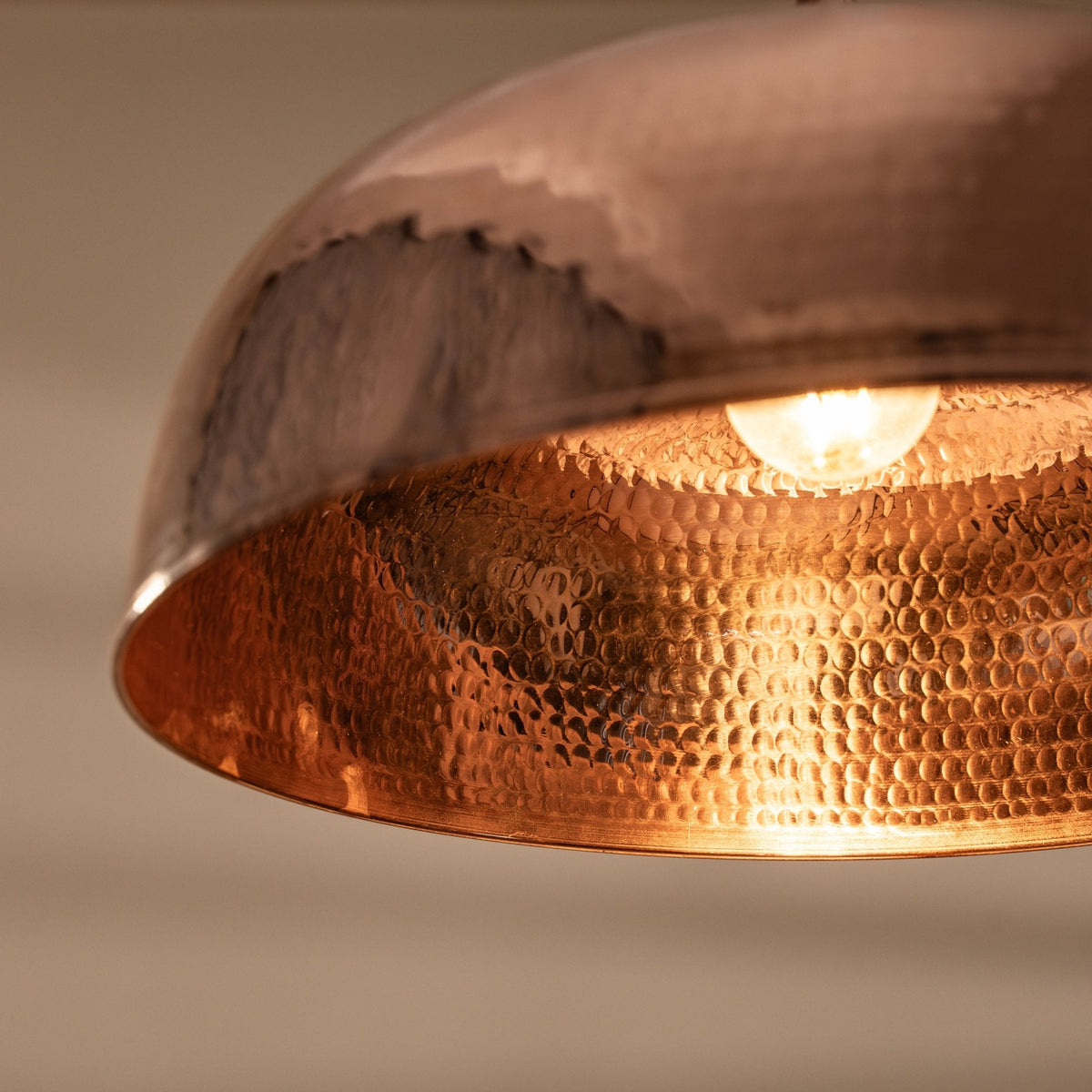 Handmade Dark Copper Dome Pendant Light with Customizable Accessories - Alfiq's Store