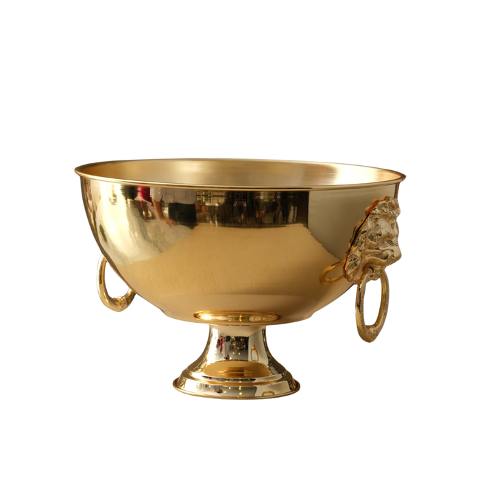 Lion-Head Brass Pedestal Bowl