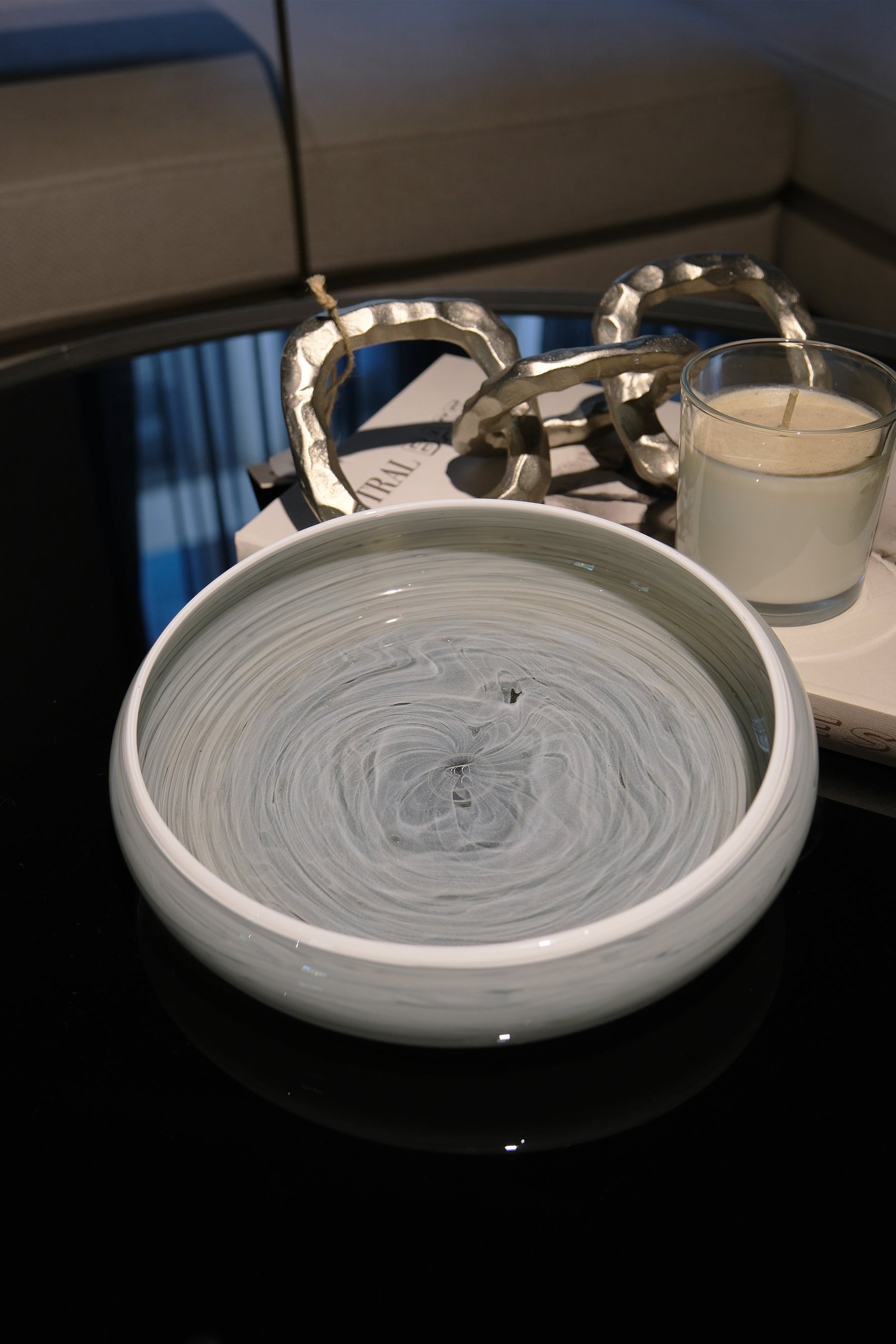 Luna Grigia Hand-Blown Glass Object