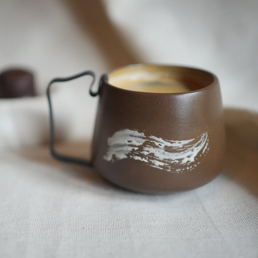 Hic Ceramics Sand Medium Stoneware Cup with Removable Stainless Steel Handle