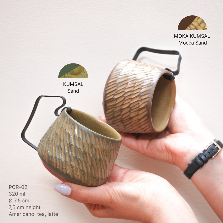 Hic Ceramics Stone Medium Cup Recif — Handcrafted Stoneware Cup with Removable Handle