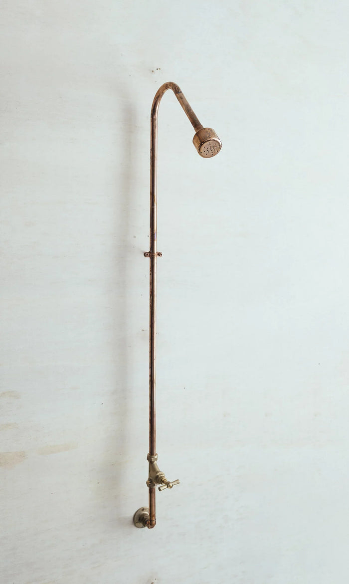 Rustic Solid Copper and Brass Outdoor Shower Fixture