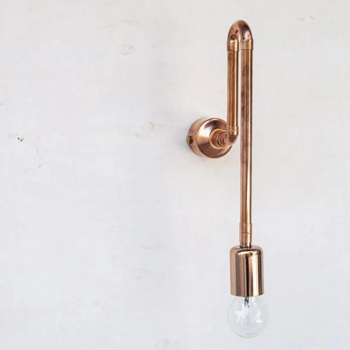Curved Copper Wall Light – Minimal Form with Industrial Soul