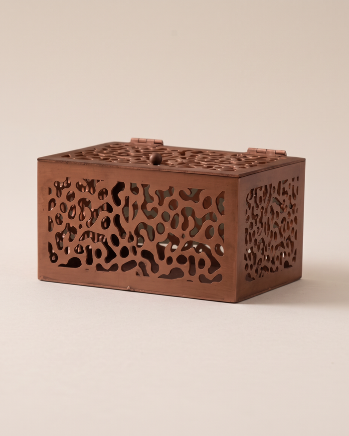 Rectangular Cut-Out Brass Box, Copper Finish (One Piece)