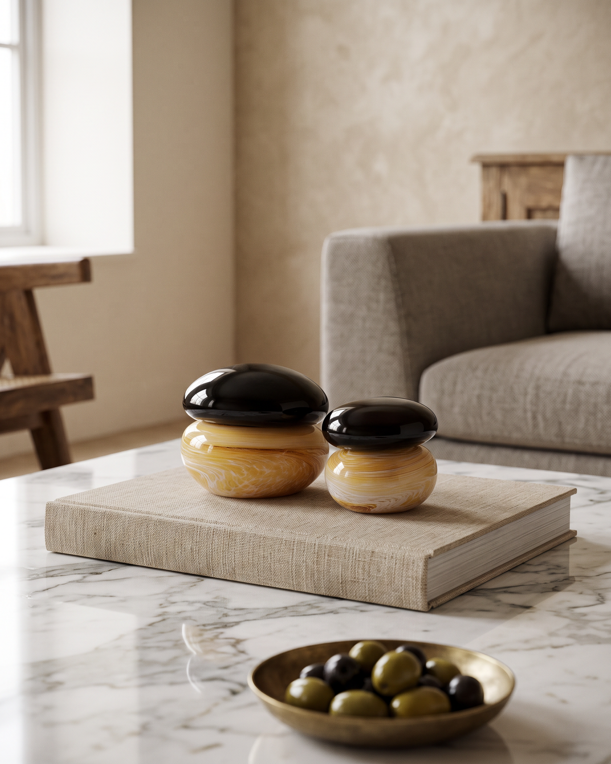 Agate Macaron Object (Set of 2) — styled interior scene, Bels & Pearl