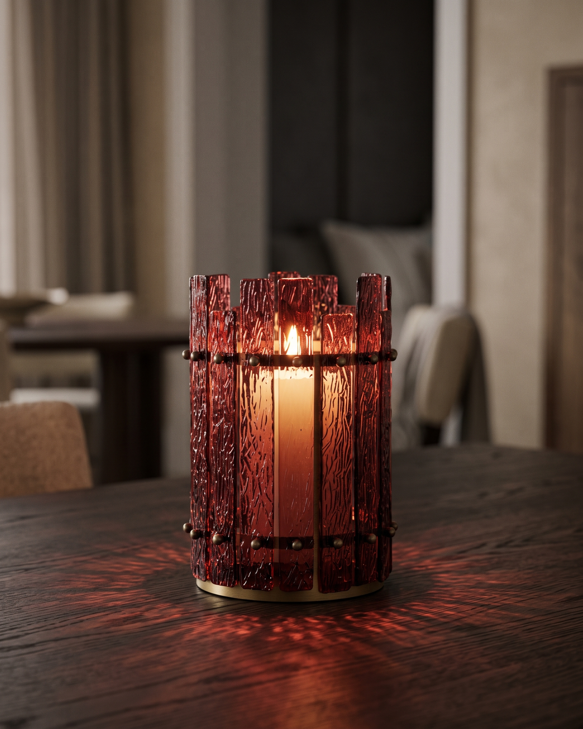 Angelique Glass Candle Holder (One Piece) — styled interior scene, Bels & Pearl
