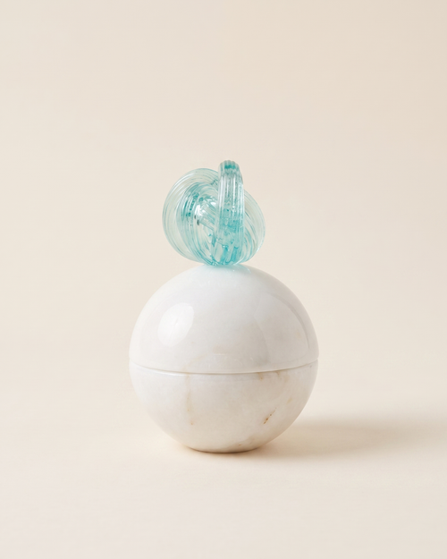 Aqua Crystal Loop Marble Bonbonnière - studio view on ivory background