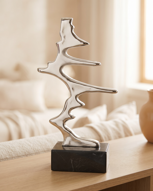 Ban Decorative Object II - styled on a warm beige console in a cosy interior
