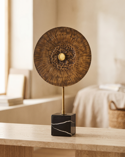 Bari Decorative Object II - styled on a warm beige console in a cosy interior