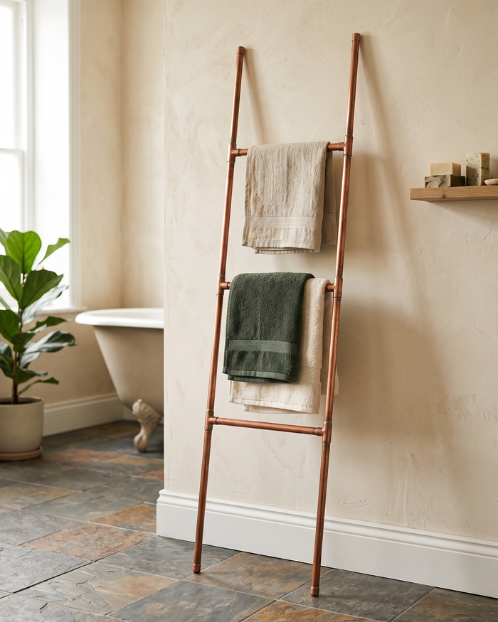 Decorative Towel Ladder – 100% Solid Copper, Barrel Design, 1650 x 500 mm