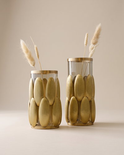 Baze Brass & Glass Vases (Set of 2)