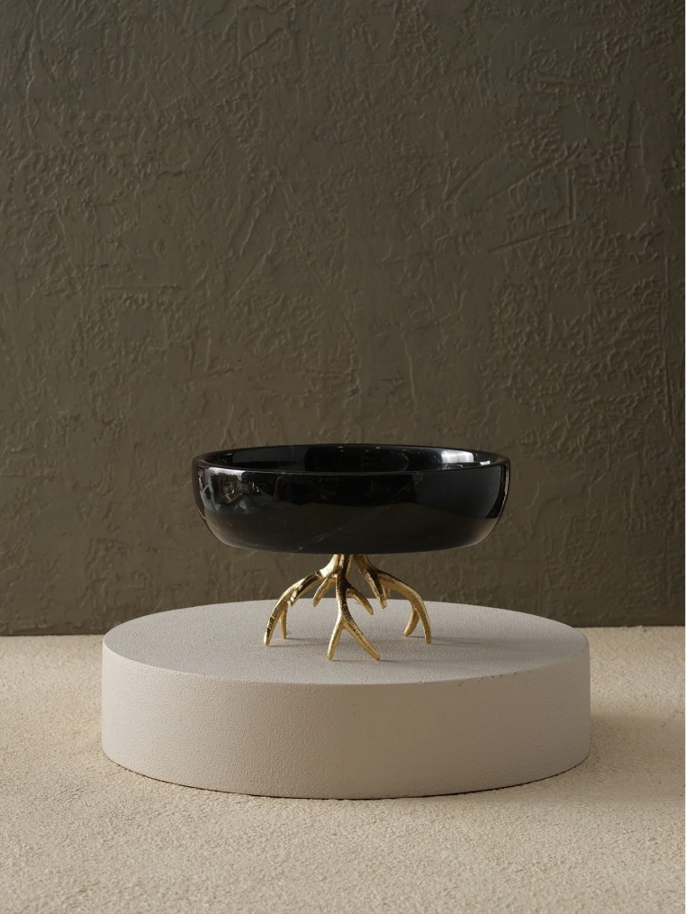 Brass Bowl with Horn-Shaped Feet