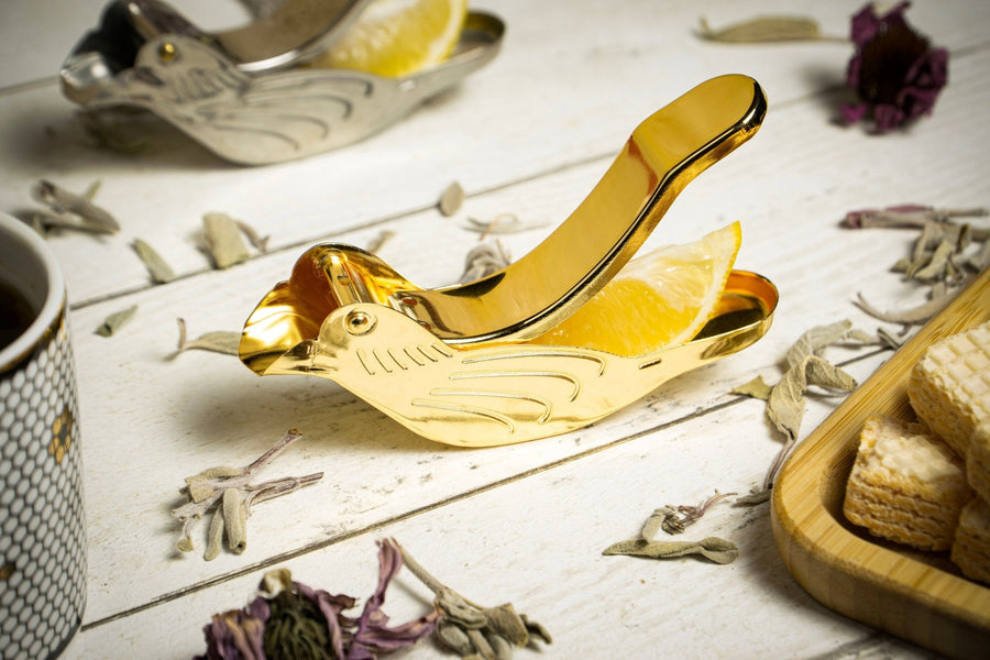 Handcrafted Bird Lemon Slice Squeezer | Handmade Vintage 14k Gold Plated Fruit Slice Juicer 120 x 40 x 30 mm - Alfiq's Store