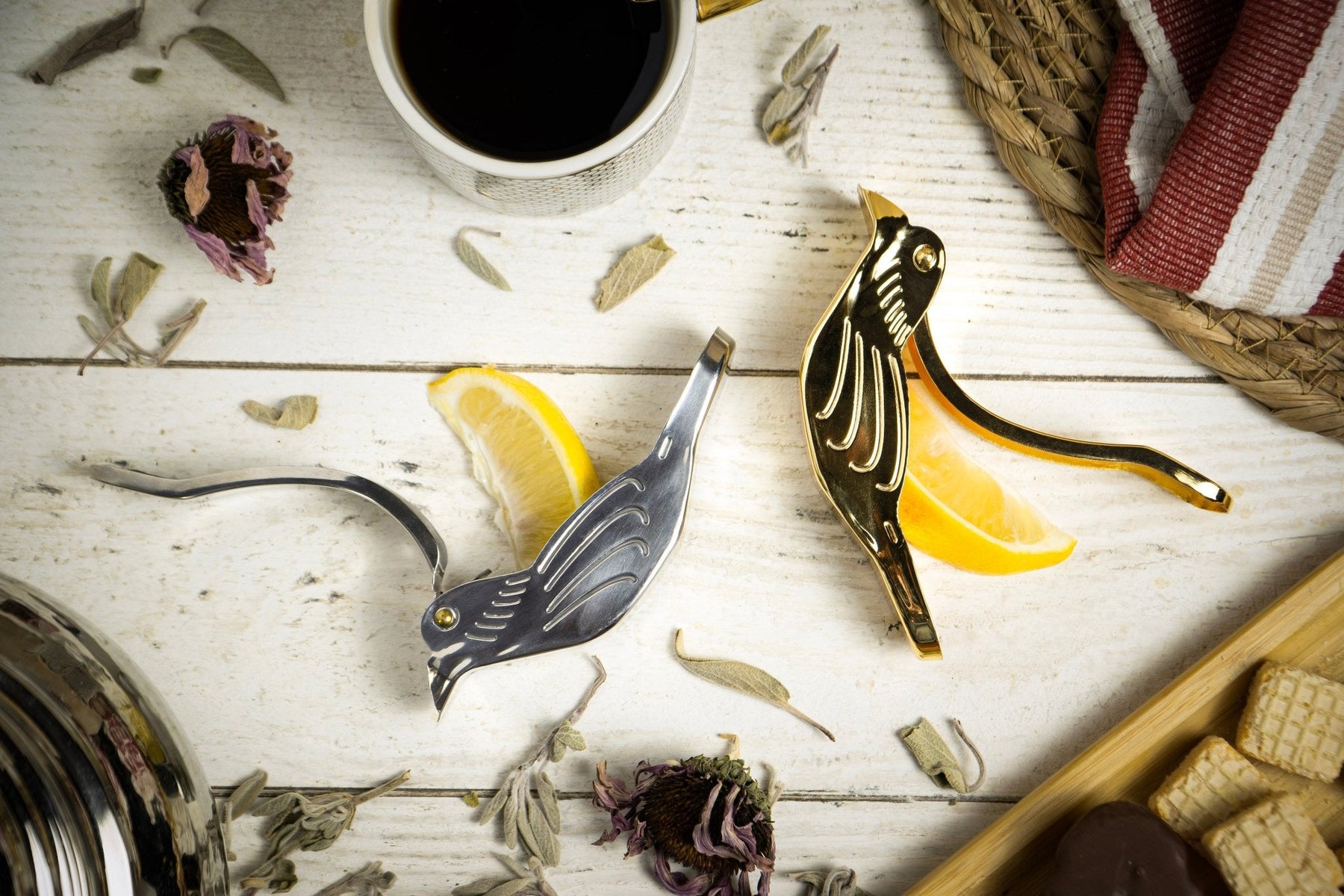 Handcrafted Bird Lemon Slice Squeezer | Handmade Vintage 14k Gold Plated Fruit Slice Juicer 120 x 40 x 30 mm - Alfiq's Store