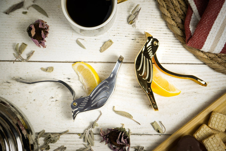 Handcrafted Bird Lemon Slice Squeezer | Handmade Vintage 14k Gold Plated Fruit Slice Juicer 120 x 40 x 30 mm - Alfiq's Store