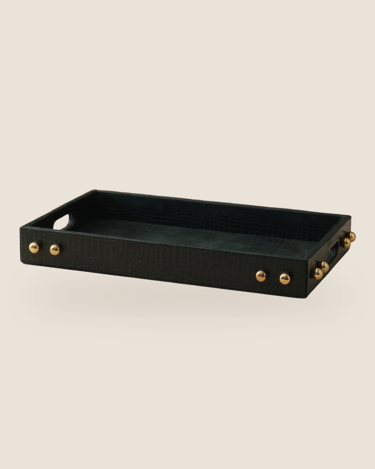Black Croc-Embossed Tray - studio view on ivory background