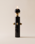 Black Marble Candle Holder with Brass Tiger Heads (One Piece)