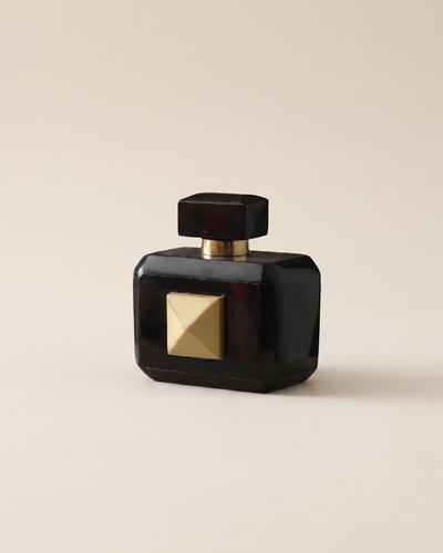 Black Marble Decorative Bottle With Brass Stud Detail