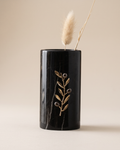 Black Marble Vase with Brass Olive Branch (One Piece)
