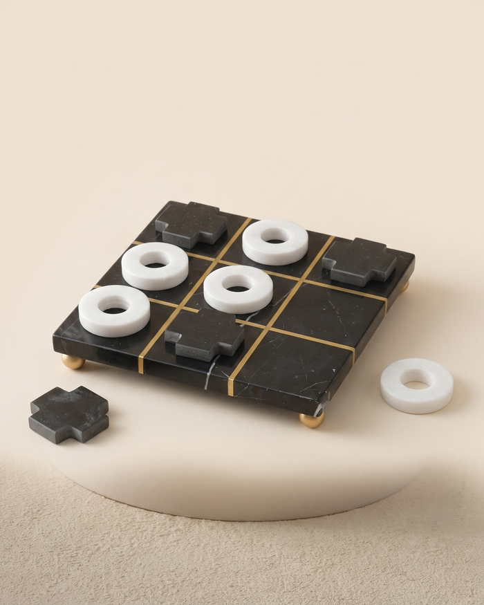 Black & White Marble Tic-Tac-Toe Game Set