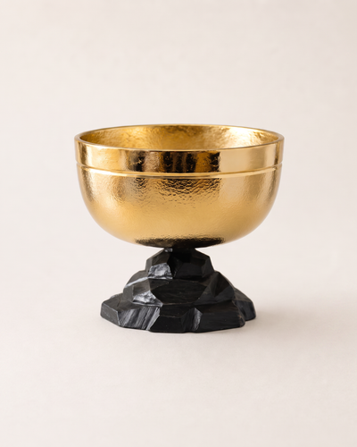 Brass Bowl with Textured Wave Base