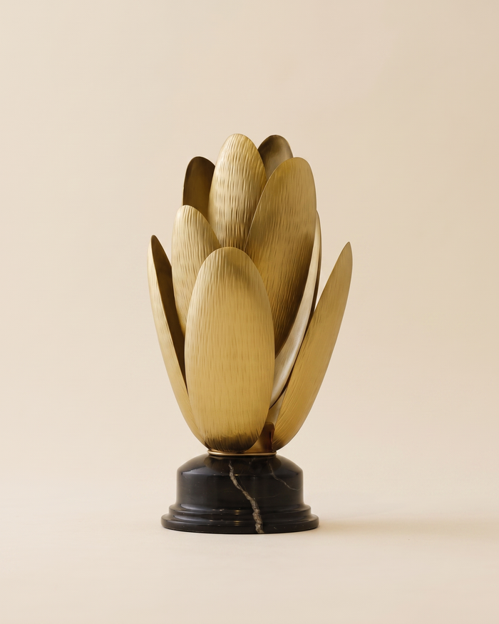 Brass Lotus Flame Sculptural Decor