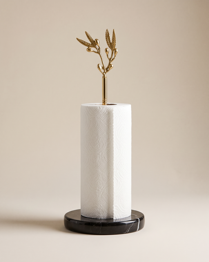 Brass Paper Towel Holder with Marble Base (One Piece)