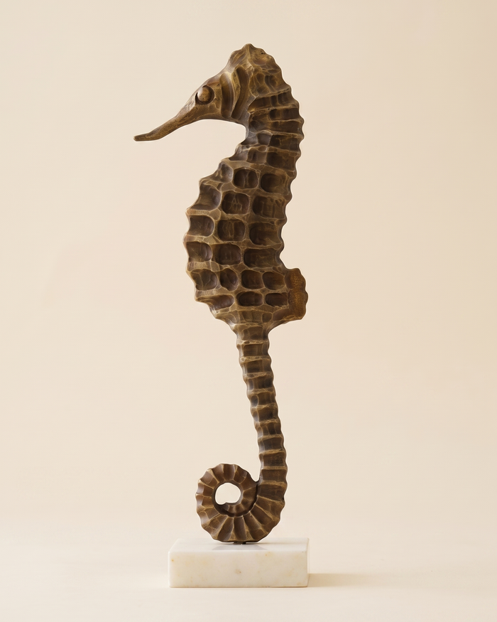 Brass Seahorse Decorative Object — Antiqued