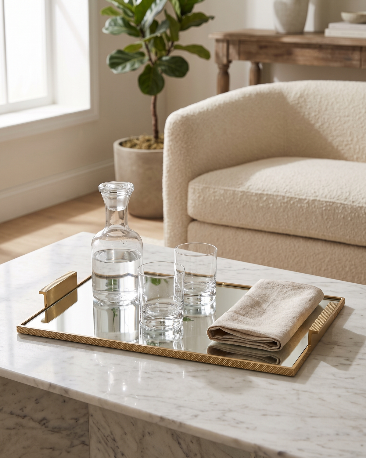 Brass Tray (One Piece) — styled interior scene, Bels & Pearl