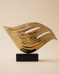 Brass Wave Sculpture on Black Marble Base