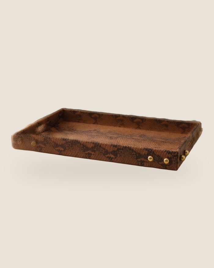 Brown Faux Snakeskin Tray – Luxe Texture Meets Functionality