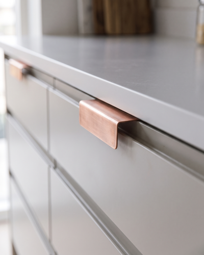 Cabinet Finger Pull Handles – 100% Solid Copper, Brushed Finish