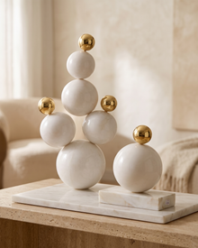 Bubble Decorative Object IV - styled on a warm beige console in a cosy interior