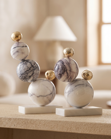 Bubble Decorative Object Lilac II - styled on a warm beige console in a cosy interior