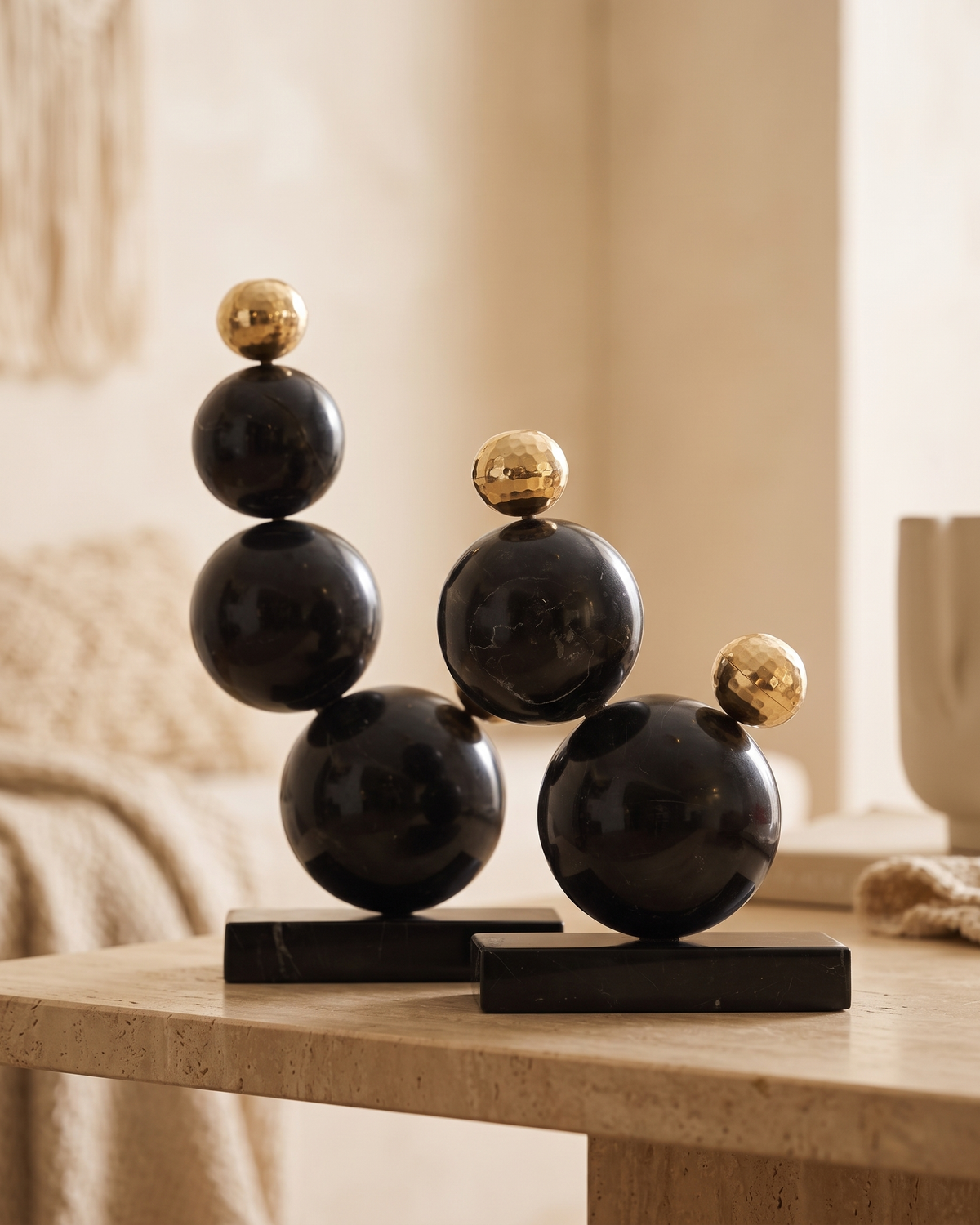 Bubble Decorative Object VI - styled on a warm beige console in a cosy interior