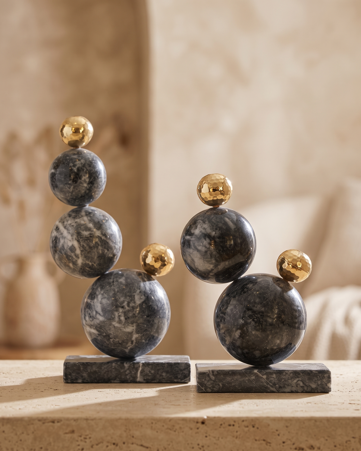 Bubble Decorative Object VII - styled on a warm beige console in a cosy interior