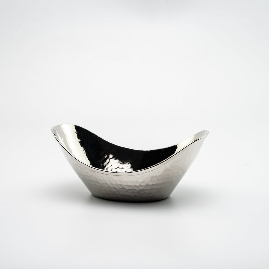 Elegant Chrome - Plated Copper Bread Basket – Handcrafted with Hammered Texture - Alfiq's Store