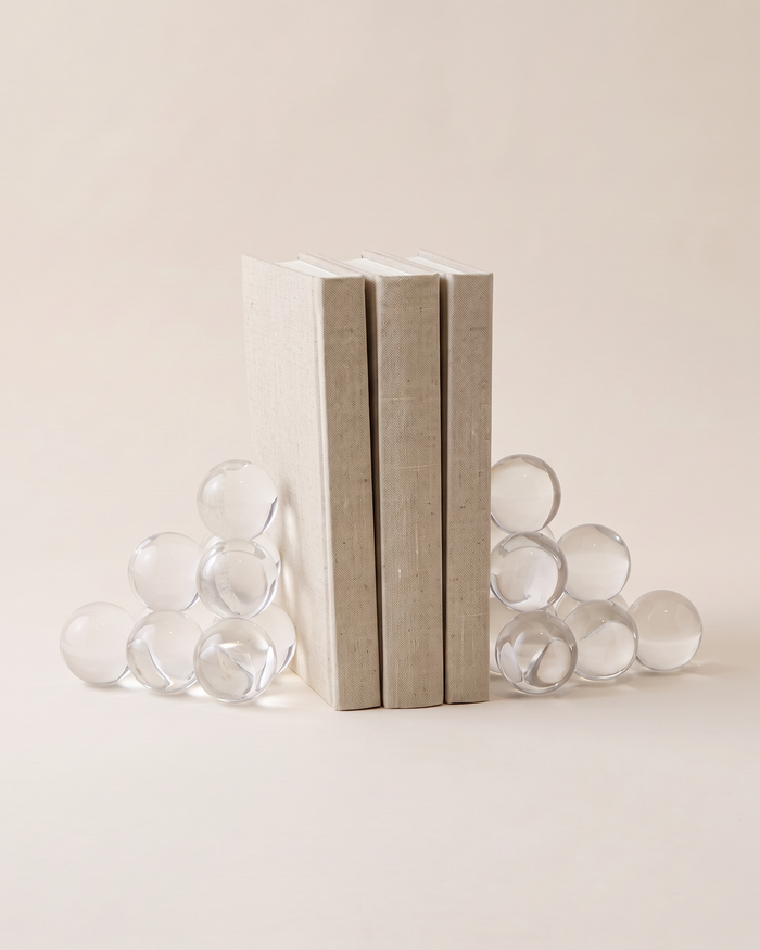 Clear Crystal Sphere Bookends (Set of 2)