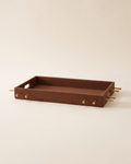 Cognac Studded Tray – Structured Style with Luxe Hardware