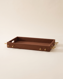 Cognac Studded Tray - studio view on ivory background